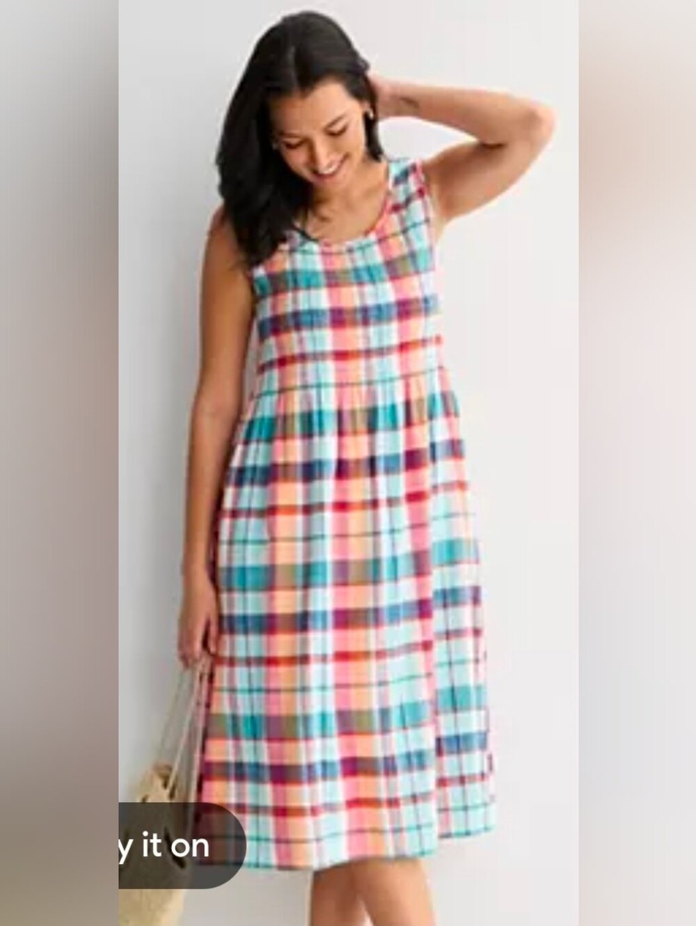 Multicolor Plaid Midi Dress NWOT